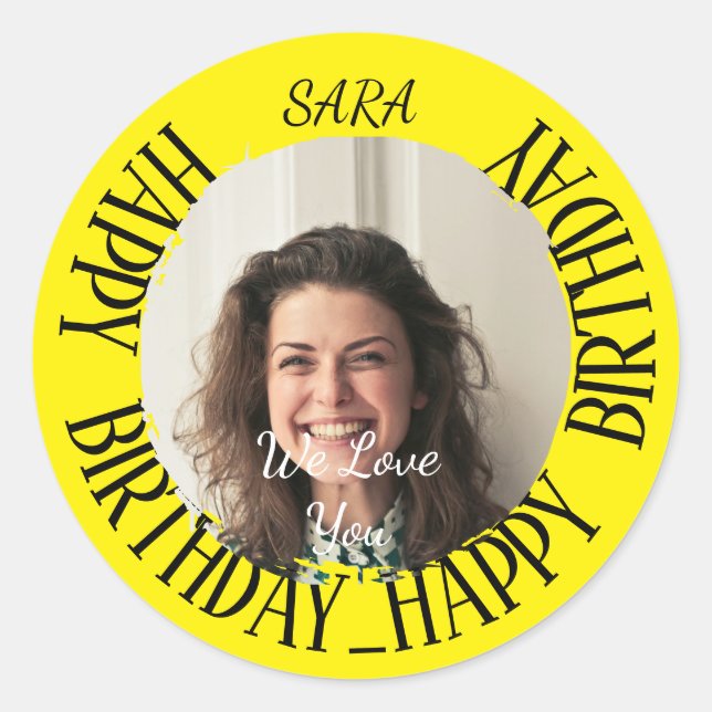 yellow Sticker for birthday fully customizable (Front)