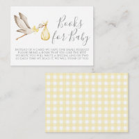 Yellow Stork Baby Shower Book Request Card