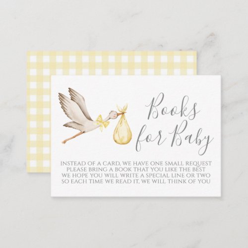 Yellow Stork Baby Shower Book Request Card