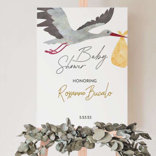 Yellow Stork Baby Shower Welcome Sign (Creator Uploaded)
