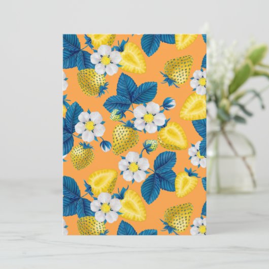 Yellow strawberries on orange (Standing Front)