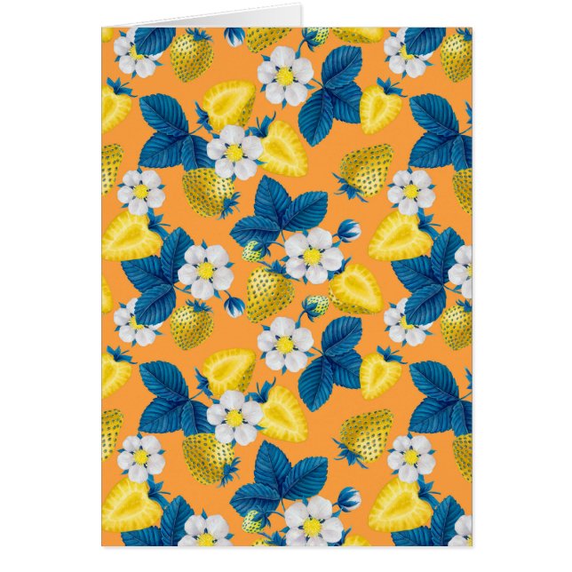 Yellow strawberries on orange cards (Front)