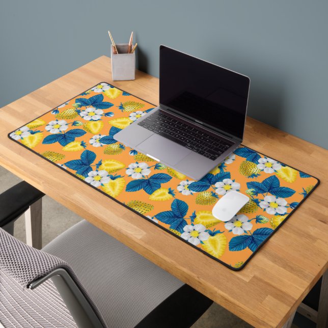 Yellow strawberries on orange desk mat (Office 2)