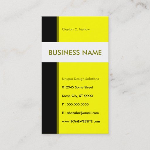 Customizable yellow streamline business card template