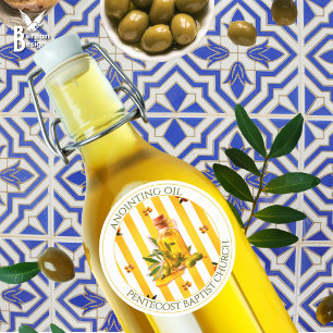 Yellow Stripe Anointing Oil Church Favor Gift Classic Round Sticker