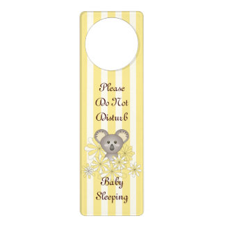 Yellow Stripe Baby Koala Nursery Do Not Disturb Door Hanger