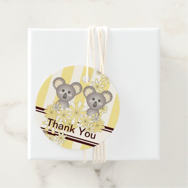 Yellow Stripe Baby Twin Koalas Thank You
