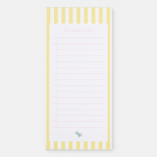 Yellow Stripe Blue Flower Notes Magnetic Notepad