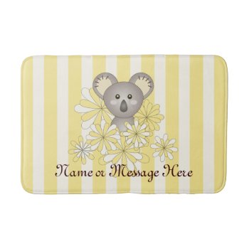 Yellow Stripe Cute Baby Koala Bear Kids Bathroom Mat by WindUpEgg at Zazzle