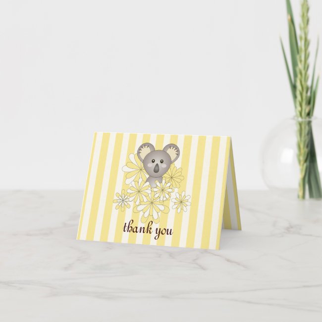Yellow Stripe Cute Baby Koala Thank You Cards