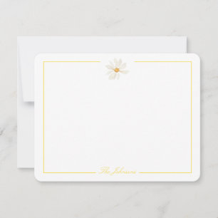 Yellow Stripe Daisy Personalized Stationery Note Card