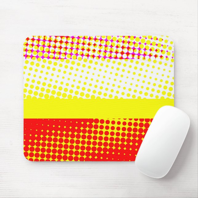 Yellow Stripe Dot Pattern Design Mousepad (With Mouse)