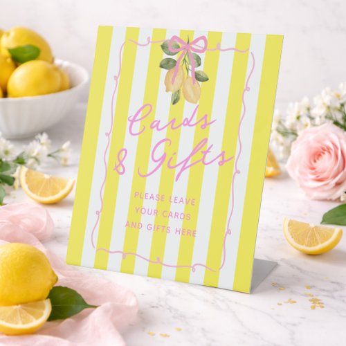 Yellow Stripe Italian Lemon Cards and Gifts Pedestal Sign