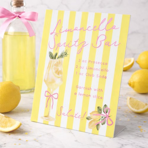 Yellow Stripe Italian Lemon Limoncello Spritz Bar Pedestal Sign