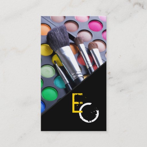 Customizable Yellow Stripe Make Up Artist Palette Business Card