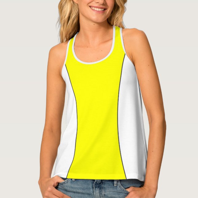 Yellow Stripe on White Tank Top (Front)