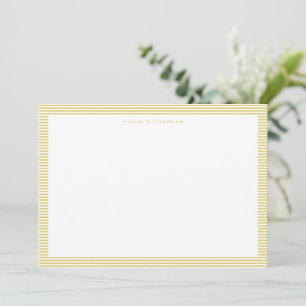 Yellow Stripe Preppy Classic Personalized Name Note Card