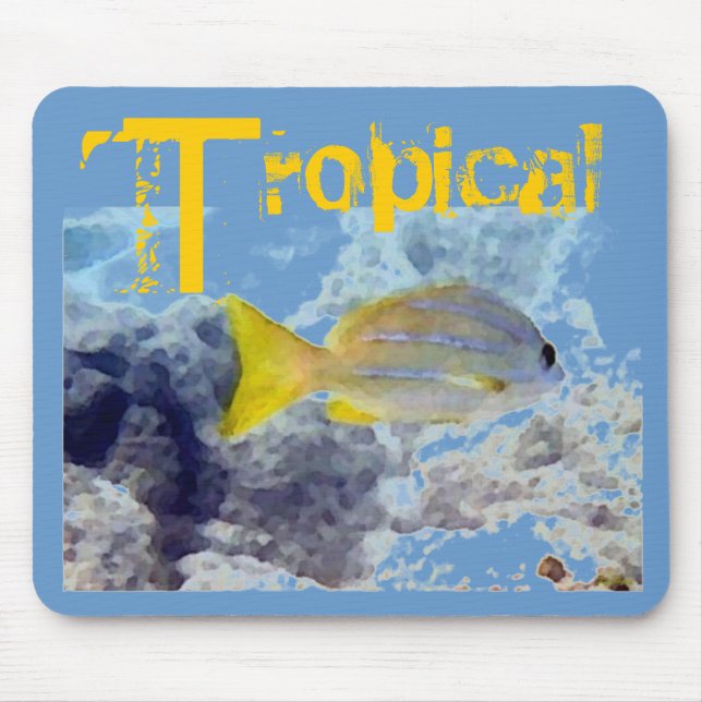 Yellow Stripe Tropical Fish Mouse Pad (Front)