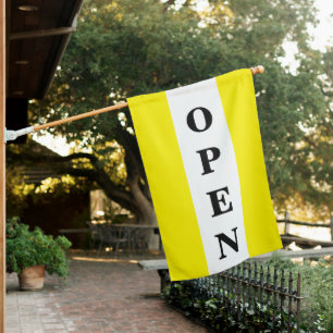Yellow Stripe Vertical Open Sign Flag