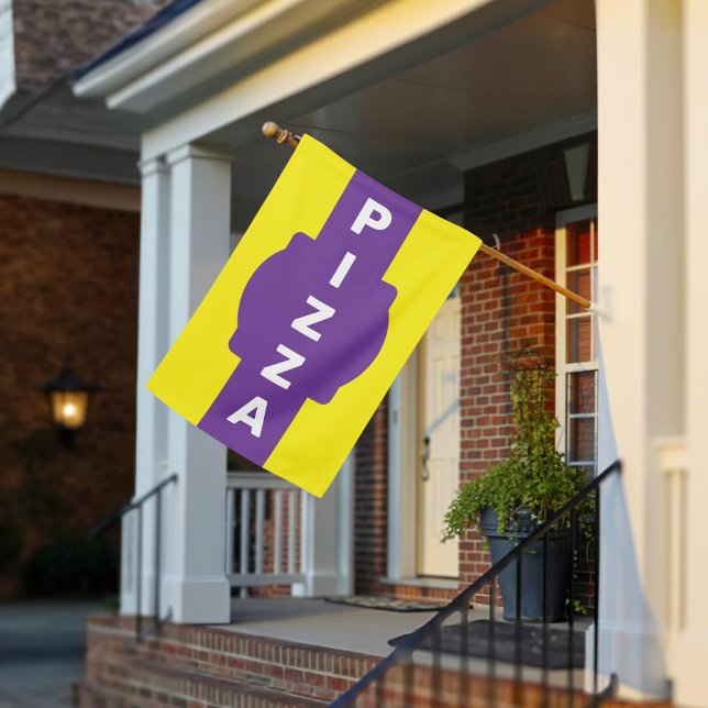 Yellow Stripe Vertical Pizza Restaurant Banner House Flag (Creator Uploaded)
