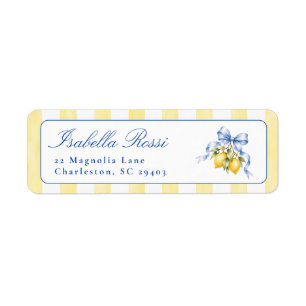 Yellow Striped Lemon Baby Shower Return Address Label