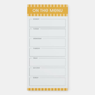 Yellow Striped Weekly Menu Meal Planning Notepad