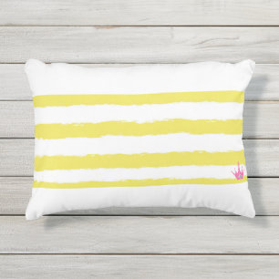 Yellow stripes and a pink crown Accent Pillow