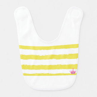 Yellow stripes and a pink crown Baby Bib