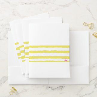 Yellow stripes and a pink crown Pocket Folder