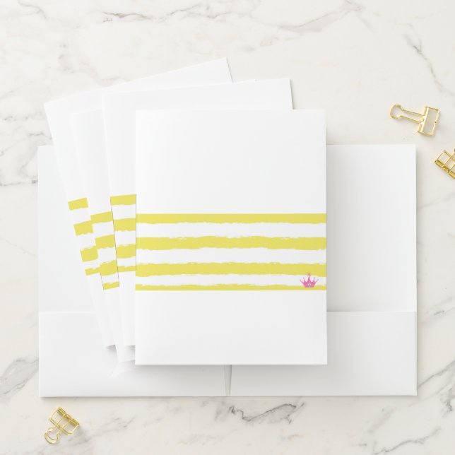 Yellow stripes and a pink crown Pocket Folder (In Situ)