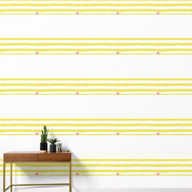 Yellow stripes and a pink crown Wallpaper Wallpaper (Hallway)