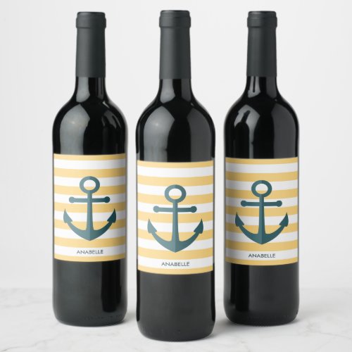 Yellow Stripes and Blue Anchor Wine Label