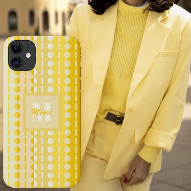 Yellow Stripes and Dots for her birthday Mom's Day Case-Mate iPhone Case (Pleated Stripes – Light to Dark Yellow Ombre Case-Mate by Leapfroglisics Shop)
