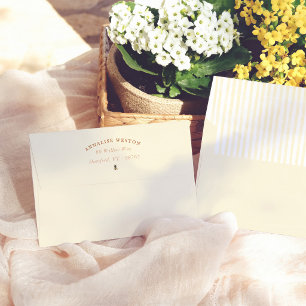 Yellow Stripes Bee Bridal Shower Return Address Envelope