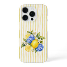Yellow Stripes Blue Floral Lemon Blossom