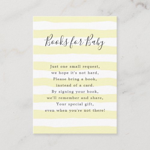Yellow Stripes Books for Baby baby shower Enclosure Card