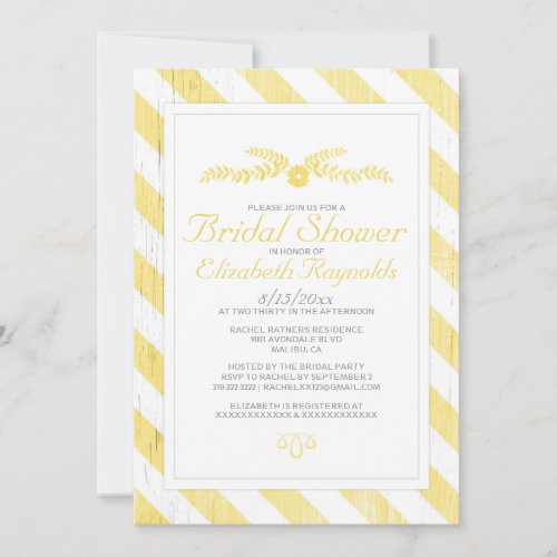 Yellow Stripes Bridal Shower Invitations