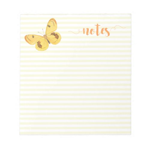 Yellow Stripes  Butterfly Notepad