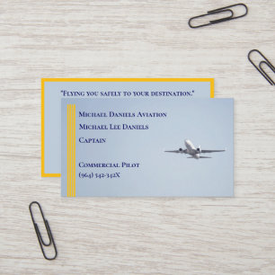 Yellow Stripes Commercial Airplane Captain Pilot Business Card
