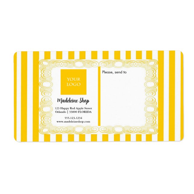 Yellow Stripes & Curly Frame & Logo Label (Front)