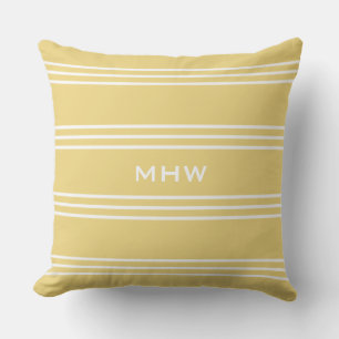 Yellow Stripes custom monogram throw pillows