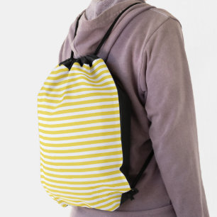 Yellow Stripes Drawstring Bag