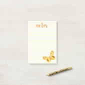 Yellow Stripes & Elegant Butterfly Post-it Notes (On Desk)