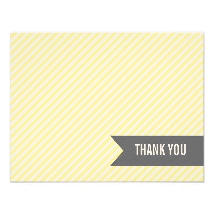 Yellow Stripes Flat Thank You Notes Personalized Announcement