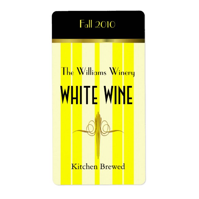 Yellow Stripes Home Made Wine Labels (Front)