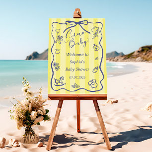 Yellow Stripes Italian Ciao Baby Welcome Sign