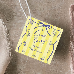 Yellow Stripes Italian Themed Ciao Baby Favor Tags