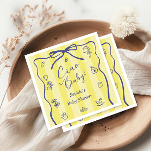 Yellow Stripes Italian Themed Ciao Baby Napkins