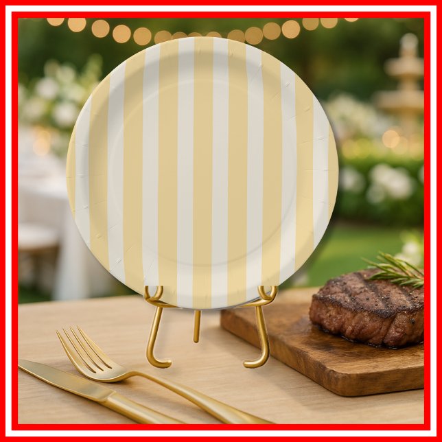 Yellow Stripes La Dolce Vita Lemons Italian PLAIN Paper Plates (Creator Uploaded)