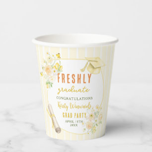 Yellow Stripes Lemons and Flowers Grad Paper Cups
